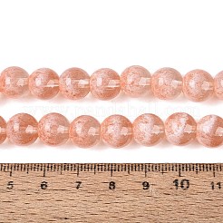 透明な半分スプレー塗装されたガラスビーズの連  ラウンド  ライトサーモン  10mm  穴：1~1.2mm  約81~86個/連  29.72~31.69インチ（75.5~80.5cm）&nbsp;GLAA-Q110-02A-06
