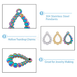 18Pcs 3 Colors Ion Plating(IP) 304 Stainless Steel Pendants&nbsp;STAS-DC0014-14
