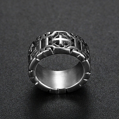 ユニセックスのクロスステンレススチールワイドバンドリング  アンティークシルバー  usサイズ11（20.6mm）&nbsp;PW-WG1DCF9-03