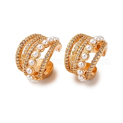 Multilayer C-Shaped Brass Micro Pave Clear Cubic Zirconia Cuff Earrings&nbsp;EJEW-Z127-02G