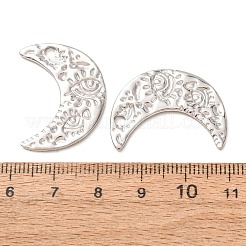 304ステンレスペンダント  ナザールボンジュウのお守りが付いた槌目模様の月  ステンレス鋼色  27x20.5x2mm  穴：2.5mm&nbsp;SA-CBABD1E-15P