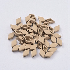 スプレー塗装合金マルチ連リンク  タイル弾性ブレスレット作り用  菱形  ダークカーキ  12x7x3.5mm  穴：0.8mm&nbsp;PALLOY-G268-C-005