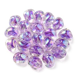 ツートン UV メッキ透明アクリル ヨーロピアン ビーズ  大穴ビーズ  ハート  紫色のメディア  14.5x18.5x14mm  穴：4mm&nbsp;OACR-F004-06G