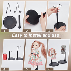Adjustable Iron Doll Stands with Plastic Base&nbsp;ODIS-WH0331-18