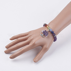 Chakra Jewelry Natural & Synthetic Mixed Stone Beads Charm Bracelet&nbsp;BJEW-JB03608