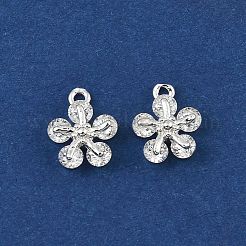 真鍮製マイクロパヴェキュービックジルコニアチャーム  花  925銀メッキ  透明  11x8x4.5mm  穴：1mm&nbsp;KK-C155-04S-01