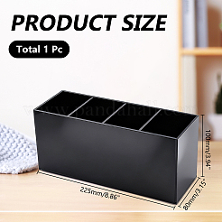 4コンパートメントアクリルペンホルダー  長方形  ブラック  80x225x100mm&nbsp;AJEW-WH0696-818A