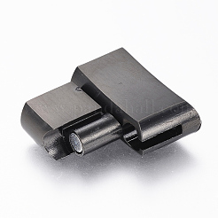 304ステンレススチール製マグネット留め具、接着端付き  長方形  ガンメタ色  33x13.5x8mm  穴：6x11.5mm&nbsp;X-STAS-F130-49B