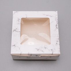 Rectangle with Marble Pattern Cardboard Fold Gift Box&nbsp;CON-WH0257-39