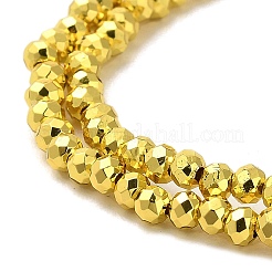 電気メッキガラスビーズセット  多面カット  ロンデル  ゴールド  3x2.5mm  穴：0.8mm  約136~144個/連  35~36cm&nbsp;EGLA-D030-15A-02