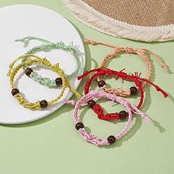 Adjustable Braided Waxed Cotton Macrame Pouch Bracelet Making&nbsp;BJEW-JB09698