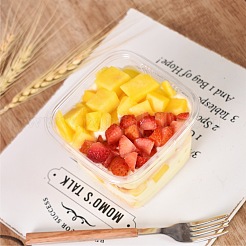 個別のプラスチックケーキボックス  ベーカリーシングルケーキ梱包容器  蓋付き四角形  透明  100x100x75mm&nbsp;BAKE-PW0002-32