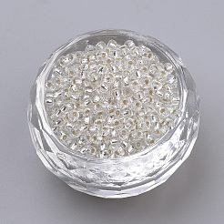 Fgb 6/0グレードAラウンドガラスシードビーズ  銀並ぶ  透明  4x3mm  穴：1mm  約533個/50g&nbsp;X-SEED-A022-F6-34