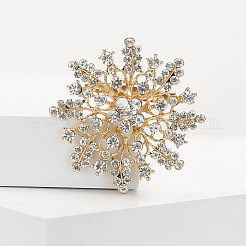 Alloy and Clear Glass Rhinestone Christmas Snowflake Brooch for Women&nbsp;PW-WG5C554-01