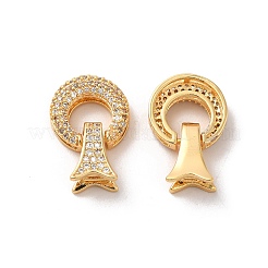 Brass Micro Pave Clear Cubic Zirconia Fold Over Clasps&nbsp;KK-M243-13G