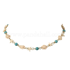 Starfish & Turtle Synthetic Turquoise Beaded Necklace & Bracelet Sets&nbsp;SJEW-JS01385-01