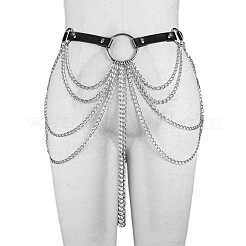Ring Alloy Layered Chain Tassel with Imitation Leather Waist Belly Chains for Women&nbsp;FS-WG3DEB2-01