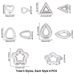 40Pcs 5 Style 304 Stainless Steel Linking Rings&nbsp;STAS-UN0023-67
