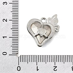 合金ガラスペンダント  ハート＆バタフライチャーム  多面カット  プラチナ  ミックスカラー  20x18x5.5mm  穴：1.5mm&nbsp;FIND-E049-06P