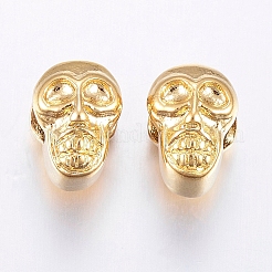 304ステンレススチールヨーロピアンビーズ  大穴ビーズ  スカル  ゴールドカラー  12x8.5x11mm  穴：5mm&nbsp;STAS-E131-10G