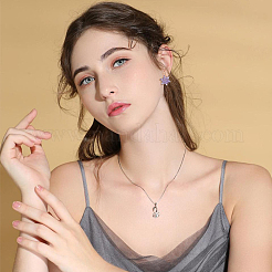 5 Pairs 5 Colors 3D Flower Cubic Zirconia Stud Earrings&nbsp;EJEW-FI0001-76