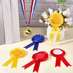 12Pcs 3 Colors Award Ribbon Shape Tinplate Badge Pins&nbsp;JEWB-CP0001-53