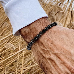 Matte Natural Gemstone Round Beads Stretch Bracelets for Men&nbsp;SB1725