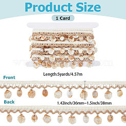 5yards Cotton Thread & Shell Beaded Trim Ribbon&nbsp;OCOR-CY0003-94A