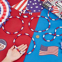 6Pcs Baseball Theme Acrylic Round Beaded Stretch Necklaces&nbsp;NJEW-PH01623
