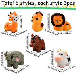 18Pcs 6 Styles Resin 3D Animal Ornaments&nbsp;AJEW-SP0002-15