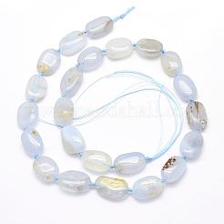 天然石ブルーレースアゲートビーズ連売り  オーバル  ライトスチールブルー  14~20x10~13x3~6mm  穴：1mm  約22個/連  16.3インチ（41.4cm）&nbsp;G-K202-14A