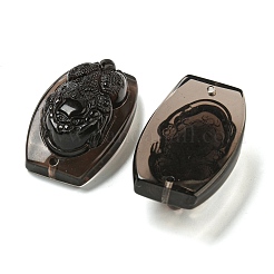 天然氷黒曜石彫刻コネクタチャーム  pi xiu リンク  35x21x11mm  穴：1.6mm&nbsp;G-Q191-01A
