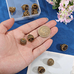 亜鉛合金ペンダントベイル  タッセルキャップ保釈  アンティーク黄金  18.5x15.5x14.5mm  穴：2mmと2.5mm&nbsp;FIND-CA0011-53AG