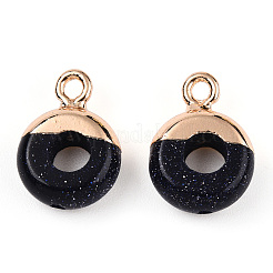 Synthetic Blue Goldstone Flat Round/Donut Charms&nbsp;G-I347-04