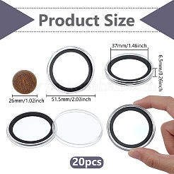 プラスチックコイン収納ボックス  フラットラウンド  透明  51.5x6.5mm  内径：37mm&nbsp;LS-AJEW-WH0270-981