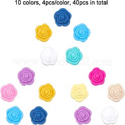 40 個 10 色食品グレードの環境に優しいシリコーン焦点ビーズ  ローズ  ミックスカラー  20.5x21x12.5mm  穴：2mm  4個/カラー&nbsp;SIL-CA0001-46