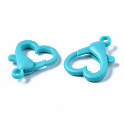 不透明なアクリルカニカン  ハート  ダークターコイズ  26.5x22x6.5mm  穴：3mm&nbsp;SACR-T358-02D