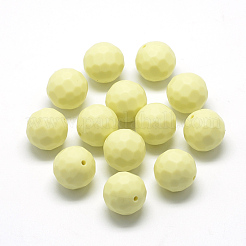 食品グレードの環境に優しいシリコーンビーズ  DIYネックレスの製作  多面カットラウンド  ミックスカラー  15.5mm  穴：1mm&nbsp;X-SIL-T037-M