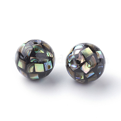 天然パウアシェルビーズ  ラウンド  ブラック  10mm  穴：1mm&nbsp;X-SSHEL-Q298-10mm-09