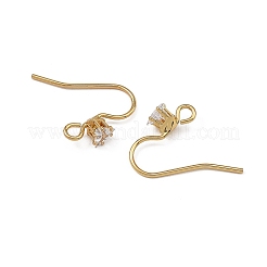 シェグレース 真鍮 パヴェ キュービックジルコニア イヤリング金具  耳ワイヤー  18KGP本金メッキ  14x4.5mm  穴：2mm  ピン：0.7mm&nbsp;XGRQ4S738-740G