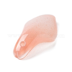 ツートングラスペンダント  蓮の葉のチャーム  サンゴ  20x10.5x5mm  穴：1.2mm&nbsp;GLAA-A011-20A