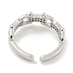 Rack Plating Brass Micro Pave Cubic Zirconia Link Chains Open Cuff Rings for Women&nbsp;RJEW-I104-10P