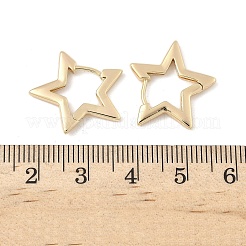 真鍮製フープピアス  スター  18KGP本金メッキ  17x20x2mm&nbsp;EJEW-D320-17G