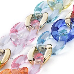 個性的レインボーccbプラスチック＆アクリルカーブチェーンネックレス  眼鏡チェーン  ハンドバッグチェーン  プラスチック製のカニカン付き  ミックスカラー  19.09インチ（48.5cm）&nbsp;NJEW-JN02878