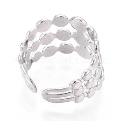 304 Stainless Steel Cuff Rings Components&nbsp;STAS-N113-02P