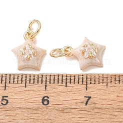 Brass Micro Pave Clear Cubic Zirconia with Enamel Charms&nbsp;CU-K002-49G-C