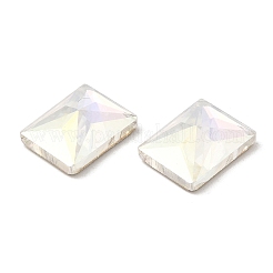K9ガラスラインストーンカボション  フラットバック＆バックメッキ  多面カット  長方形  ミックスカラー  10x8x3.5mm&nbsp;RGLA-N002-09B