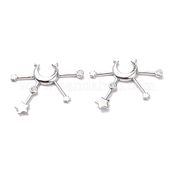 真鍮製マイクロパヴェキュービックジルコニアペンダント  長持ちメッキ  スター  プラチナメッキ  27x33x2.6mm  穴：1mm&nbsp;ZIRC-O044-14P