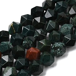 天然ブラッドストーン/ヘリオトロープビーズ連売り  スターカットラウンドビーズ  多面カット  9~10x9~10x9~10mm  穴：1~1.4mm  約38~40個/連  14.88''（15.08''センチメートル）&nbsp;G-Z119-A16-03