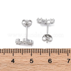 真鍮マイクロペーブクリアキュービックジルコニアスタッドピアス  プラチナメッキ  4x10mm&nbsp;EJEW-D288-20P